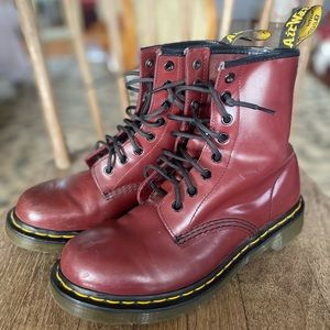 Doc Marten cherry red air wair leather combat boots women’s 9 lace up